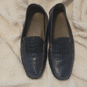 Cole Haan Womens Blue Crocodile Pattern Loafers